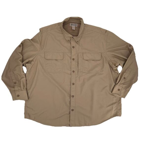 Duluth Trading Shirt Mens 3XL Khaki Action Cool Plus Vented Hiking Fishing - Picture 1 of 8